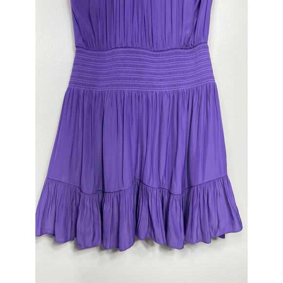 NEW Ramy Brook Ziggy Halter Smocked Short Dress Purple Women's Resort Club - Picture 8 of 10